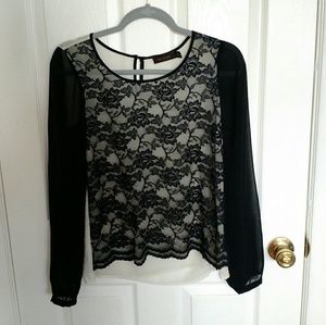 The Limited Lace Blouse Long Sleeve Top Black